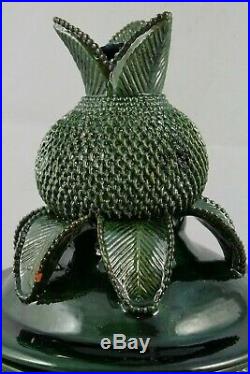 Lg Mexican Ceramic Pineapple/Lid Folk Art Hand Made Collectible Home Decor