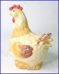 Lg. RARE Vintage VIETRI ITALY Ceramic Hen Chicken Art Pottery Figurine 10.5 d1