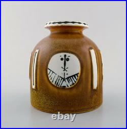 Lisa Larson for Gustavsberg, Sweden. Vase in ceramic decorated with faces