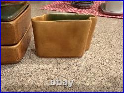 Lou Hoenig Mid Century Modern Ceramic Art Pottery Ashtray Trinket Set Rare As Is