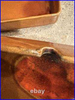 Lou Hoenig Mid Century Modern Ceramic Art Pottery Ashtray Trinket Set Rare As Is