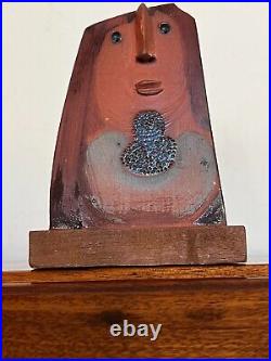 Lovely Pottery Female Figurine Hand Oil Painting 1976 signed S. Espinosa, MB591