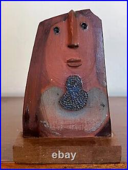 Lovely Pottery Female Figurine Hand Oil Painting 1976 signed S. Espinosa, MB591