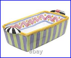 MACKENZIE-CHILDS Courtly Stripe Majolica Ceramic PICCADILLY LOAF PAN New