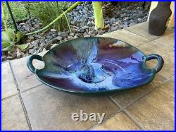 MASSIVE Signed Pottery Bowl-23.5 Decorative Dbl-Handled AMAZING GLAZE