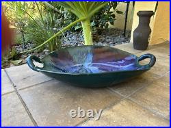 MASSIVE Signed Pottery Bowl-23.5 Decorative Dbl-Handled AMAZING GLAZE