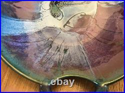 MASSIVE Signed Pottery Bowl-23.5 Decorative Dbl-Handled AMAZING GLAZE