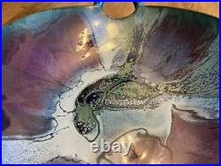 MASSIVE Signed Pottery Bowl-23.5 Decorative Dbl-Handled AMAZING GLAZE