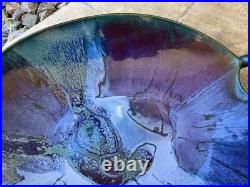 MASSIVE Signed Pottery Bowl-23.5 Decorative Dbl-Handled AMAZING GLAZE