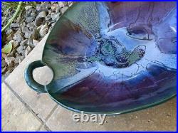 MASSIVE Signed Pottery Bowl-23.5 Decorative Dbl-Handled AMAZING GLAZE