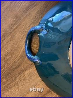 MASSIVE Signed Pottery Bowl-23.5 Decorative Dbl-Handled AMAZING GLAZE