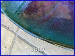 MASSIVE Signed Pottery Bowl-23.5 Decorative Dbl-Handled AMAZING GLAZE