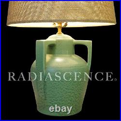 MATTE GREEN BUTTRESS HANDLE ART POTTERY CERAMIC SCULPTURE TABLE LAMP 1920s TECO