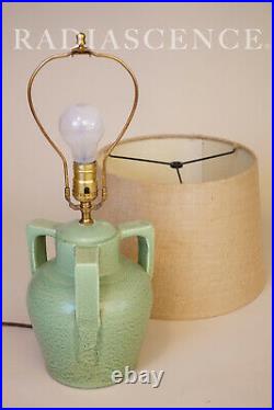 MATTE GREEN BUTTRESS HANDLE ART POTTERY CERAMIC SCULPTURE TABLE LAMP 1920s TECO