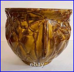 MCCOY POTTERY Brown GLOSS Glaze Diamond Quilt Jardiniere 1488 MCM STUNNER