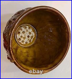 MCCOY POTTERY Brown GLOSS Glaze Diamond Quilt Jardiniere 1488 MCM STUNNER