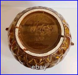 MCCOY POTTERY Brown GLOSS Glaze Diamond Quilt Jardiniere 1488 MCM STUNNER