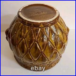 MCCOY POTTERY Brown GLOSS Glaze Diamond Quilt Jardiniere 1488 MCM STUNNER