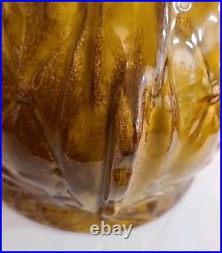 MCCOY POTTERY Brown GLOSS Glaze Diamond Quilt Jardiniere 1488 MCM STUNNER