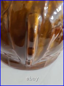 MCCOY POTTERY Brown GLOSS Glaze Diamond Quilt Jardiniere 1488 MCM STUNNER