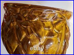 MCCOY POTTERY Brown GLOSS Glaze Diamond Quilt Jardiniere 1488 MCM STUNNER