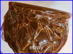 MCCOY POTTERY Brown GLOSS Glaze Diamond Quilt Jardiniere 1488 MCM STUNNER