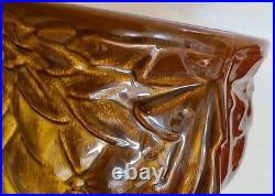 MCCOY POTTERY Brown GLOSS Glaze Diamond Quilt Jardiniere 1488 MCM STUNNER