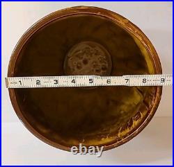 MCCOY POTTERY Brown GLOSS Glaze Diamond Quilt Jardiniere 1488 MCM STUNNER