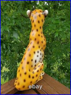 MCM Cheetah Leopard Statue Ceramic Figurine Made in Italy LARGE 19 NICE