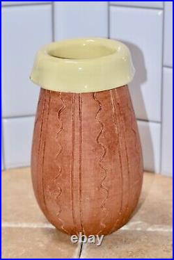 MCM Italian Handmade Studio Art Pottery Ceramic Glaze Rim Fold Vase Number 4028