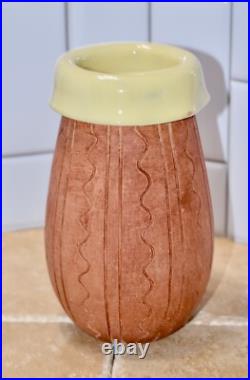 MCM Italian Handmade Studio Art Pottery Ceramic Glaze Rim Fold Vase Number 4028