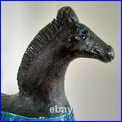 MCM Italian Pottery Horse Classic Bittosi Blue 10 25cm Tall Italy Vintage