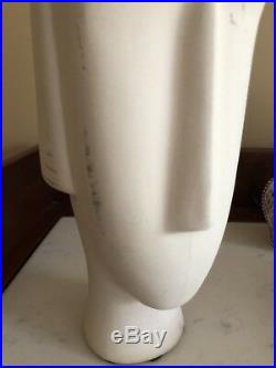 MCM Mid Century Sculpture Statue Bust Head Pottery Ceramic Art Deco Cubist