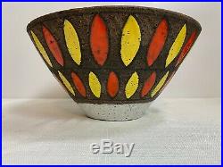 MCM Raymor Art Pottery Lava Bowl Orange/Yellow 11 Inch RAYMOR Large Serving Bowl