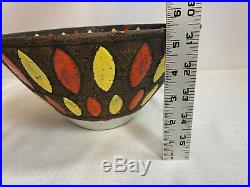 MCM Raymor Art Pottery Lava Bowl Orange/Yellow 11 Inch RAYMOR Large Serving Bowl