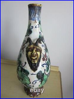 MID Century Ceramic Art Pottery 2 Handle Vase, Signed, Italy 11.5