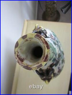 MID Century Ceramic Art Pottery 2 Handle Vase, Signed, Italy 11.5