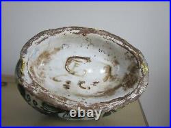 MID Century Ceramic Art Pottery 2 Handle Vase, Signed, Italy 11.5