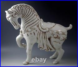 MID Century Florence Italy Ceramic XL Tang Horse White And Brown