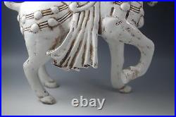 MID Century Florence Italy Ceramic XL Tang Horse White And Brown