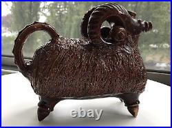 MID Century Impressive Art Sculpture Jug Figurine Of Goat Ram Pottery Ceramic