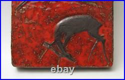 MID Century Modern Pottery Ceramic Wall Plaque Gazelles Studio Art German