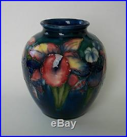 MOORCROFT'Orchid Pattern' Vintage Art Pottery Vase U K Mid 20th Century