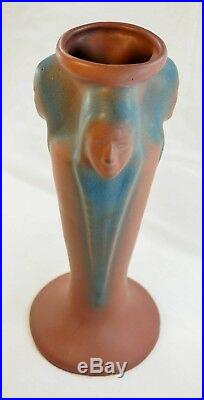 M Vintage 1920s-1930s Van Briggle Art Pottery Tall Indian Head Vase Mulberry