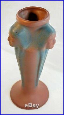M Vintage 1920s-1930s Van Briggle Art Pottery Tall Indian Head Vase Mulberry