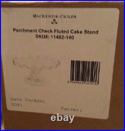 MacKenzie-Childs Parchment Check Fluted Cake Stand NIB