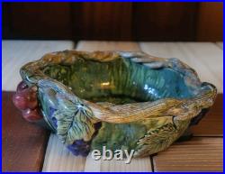 Macario Ceramic Hand Painted Art Pottery 13 Fruit & Vines Bowl # 4707 Mexico