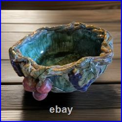 Macario Ceramic Hand Painted Art Pottery 13 Fruit & Vines Bowl # 4707 Mexico