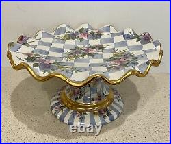 Mackenzie Childs 1996 Gorgeous Pedestal Honeymoon/blue Cake Stand Made In USA