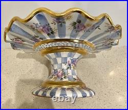 Mackenzie Childs 1996 Gorgeous Pedestal Honeymoon/blue Cake Stand Made In USA